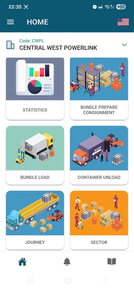 Menú de la app móvil
